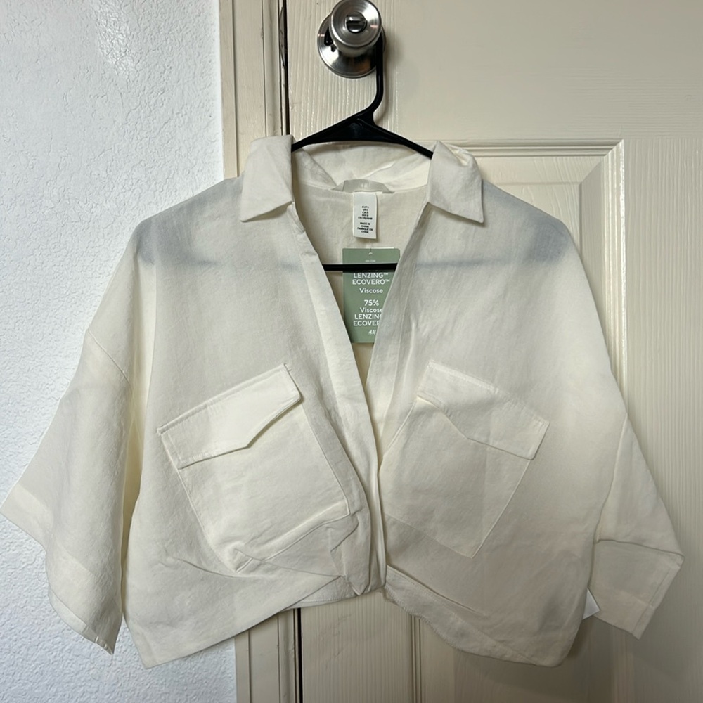 NWT H&M cropped linen top